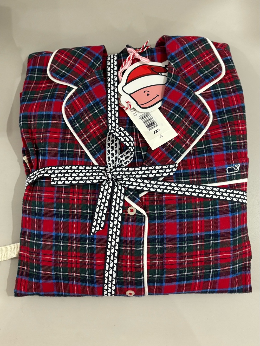 Vineyard Vines red, blue, and white plaid flannel pajama set